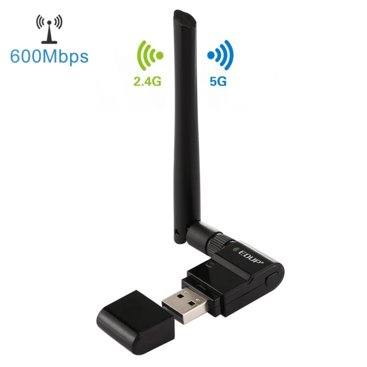 EDUP EP-AC1635 600Mbps Dual Band Wireless 11AC USB Ethernet Adapter 2dBi Antenna for Laptop / PC(Black) - USB Network Adapter by EDUP | Online Shopping South Africa | PMC TechLife | Buy Now Pay Later Mobicred