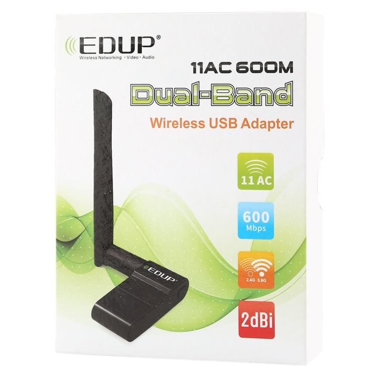 EDUP EP-AC1635 600Mbps Dual Band Wireless 11AC USB Ethernet Adapter 2dBi Antenna for Laptop / PC(Black) - USB Network Adapter by EDUP | Online Shopping South Africa | PMC TechLife | Buy Now Pay Later Mobicred