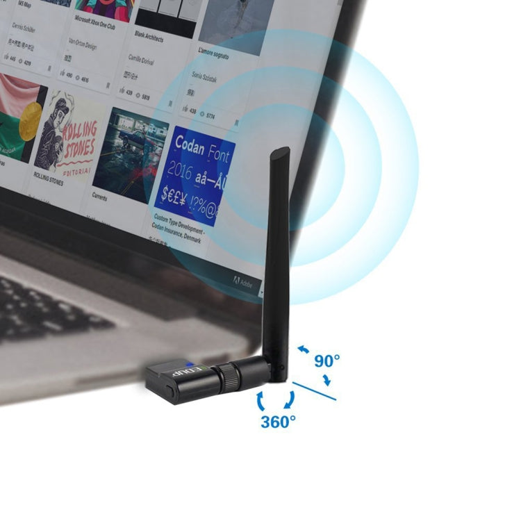 EDUP EP-AC1635 600Mbps Dual Band Wireless 11AC USB Ethernet Adapter 2dBi Antenna for Laptop / PC(Black) - USB Network Adapter by EDUP | Online Shopping South Africa | PMC TechLife | Buy Now Pay Later Mobicred