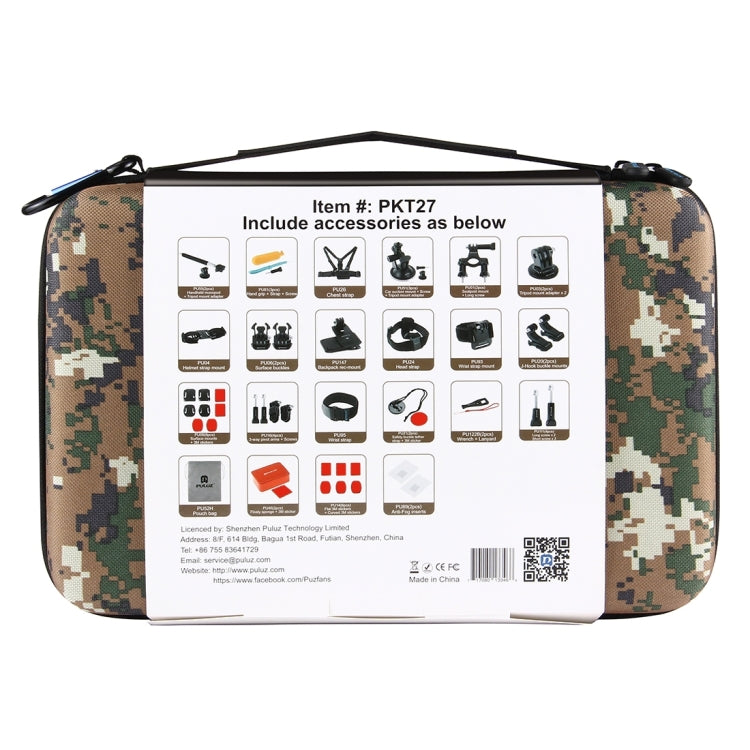 PULUZ 53 in 1 Accessories Total Ultimate Combo Kits with Camouflage EVA Case (Chest Strap + Suction Cup Mount + 3-Way Pivot Arms + J-Hook Buckle + Wrist Strap + Helmet Strap + Extendable Monopod + Sur ...  for GoPro, Insta360, DJI and Other Action Cameras -  by PULUZ | Online Shopping South Africa | PMC TechLife | Buy Now Pay Later Mobicred