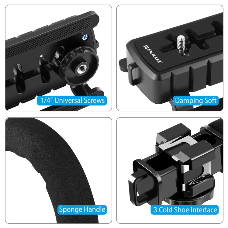 PULUZ U/C Shape Portable Handheld DV Bracket Stabilizer + LED Studio Light + Video Shotgun Microphone Kit with Cold Shoe Tripod Head  for All SLR Cameras and Home DV Camera - free shipping - PMC TechLife - Order now!