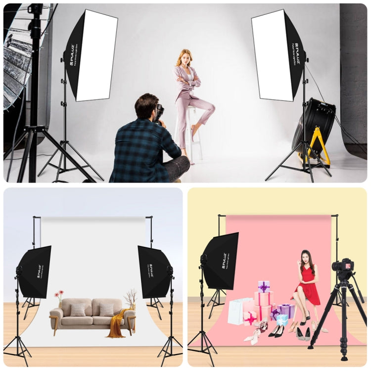 PULUZ Softbox Lighting Kit 2 PCS 50x70cm Professional Photo Studio Photography Light Equipment with 8 x E27 20W E27 Socket Bulb Photography Lighting Kit for Filming Portrait Shooting / Fashion Advertising Photography(EU Plug) - free shipping - PMC TechLife - Order now!
