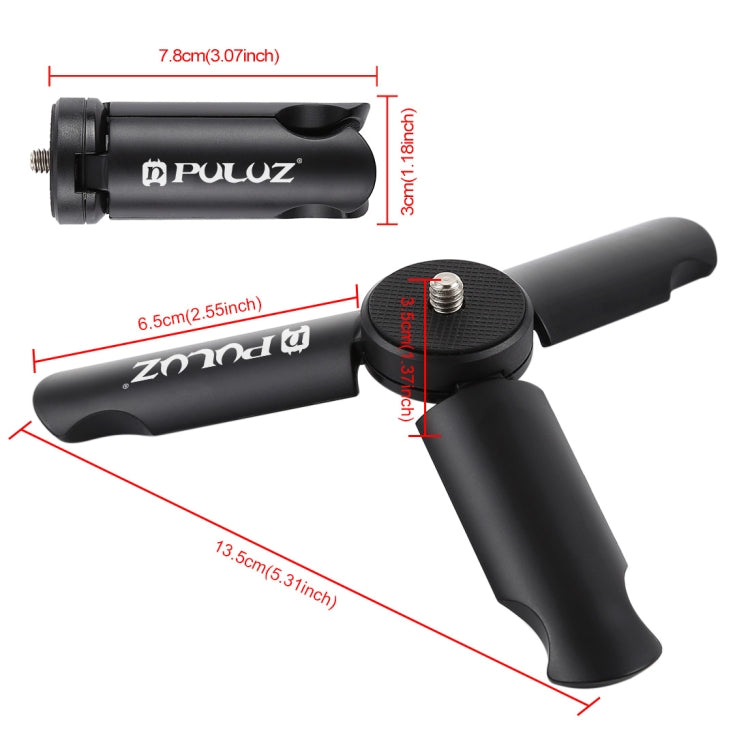 PULUZ Folding Plastic Tripod + Aluminum Alloy Clamp Bracket with Cold Shoe for iPhone, Galaxy, Huawei, Xiaomi, Sony, HTC, Google and other Smartphones - Desktop Holder by PULUZ | Online Shopping South Africa | PMC TechLife | Buy Now Pay Later Mobicred