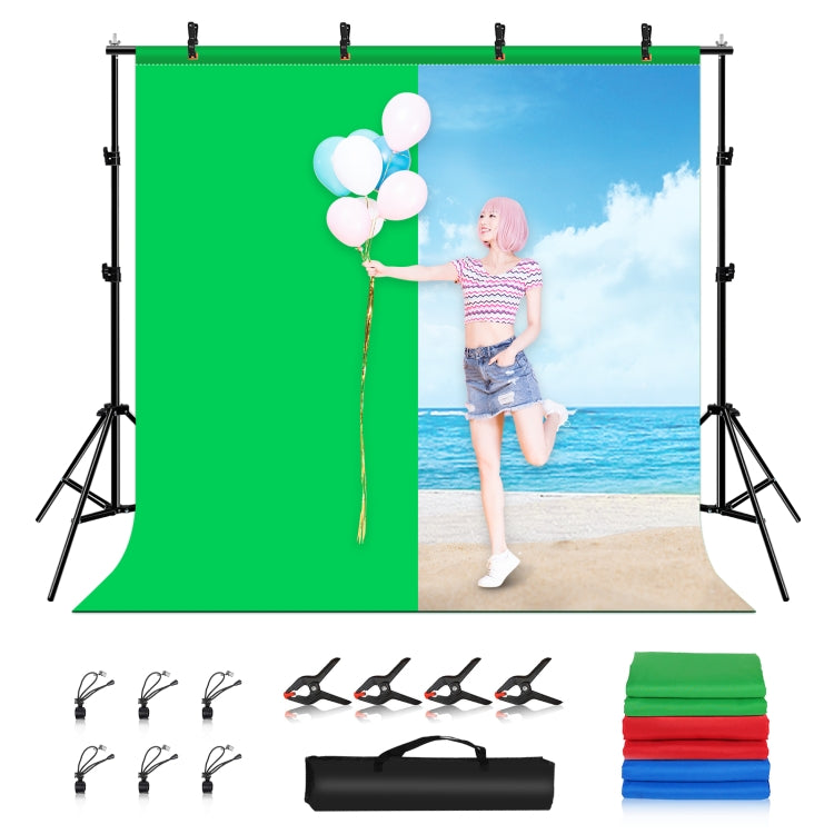 PULUZ 2x2m Photo Studio Background Support Stand Backdrop Crossbar Bracket Kit with Red / Blue / Green Backdrops - free shipping - PMC TechLife - Order now!