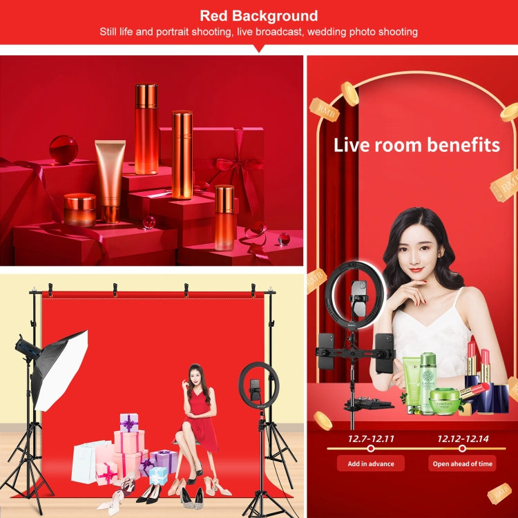 PULUZ 2.9x2m Photo Studio Background Support Stand Backdrop Crossbar Bracket Kit with Red / Blue / Green Polyester Backdrops - free shipping - PMC TechLife - Order now!