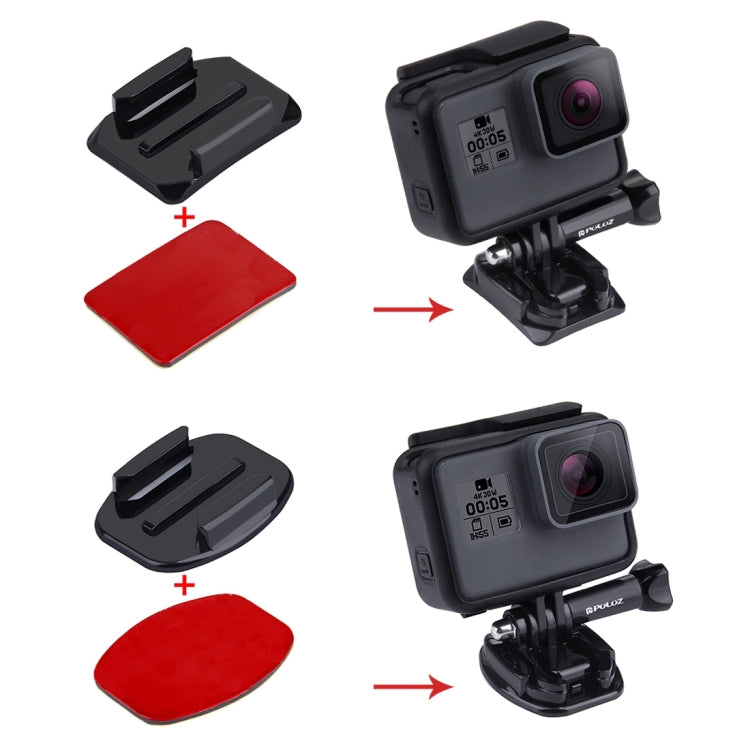 PULUZ 2 PCS Curved Surface Mounts + 2 PCS Flat Surface Mounts + 4 PCS Adhesive Mount Stickers for PULUZ Action Sports Cameras Jaws Flex Clamp Mount for GoPro, Insta360, DJI and Other Action Cameras - Connection Mount by PULUZ | Online Shopping South Africa | PMC TechLife | Buy Now Pay Later Mobicred