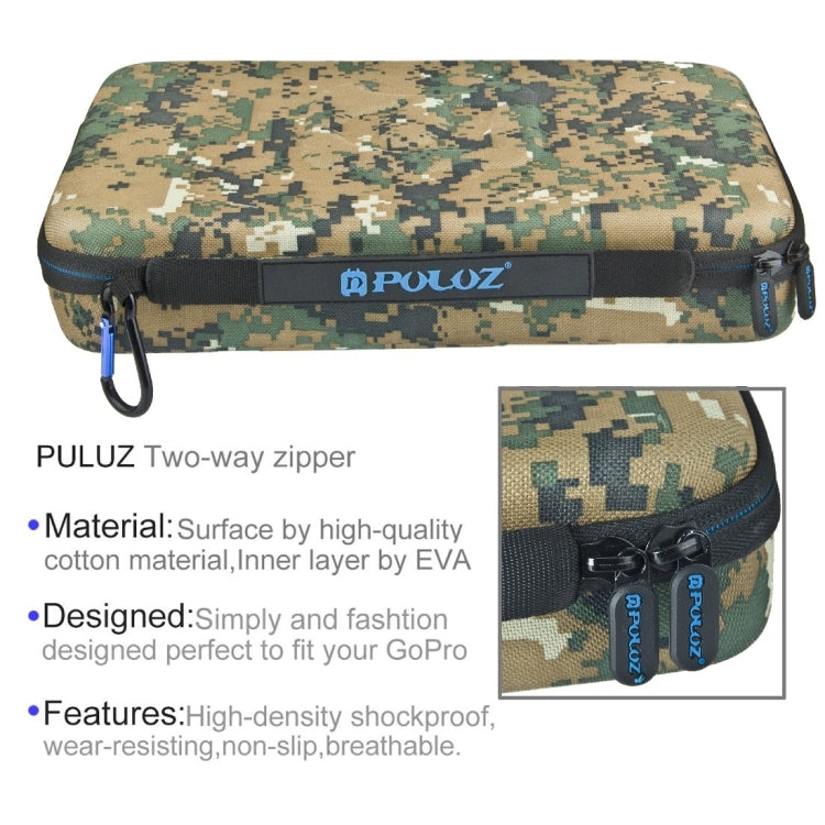 PULUZ Camouflage Pattern Waterproof Carrying and Travel Case for for GoPro, Insta360, DJI and Other Action Cameras Accessories, Large Size: 32cm x 22cm x 7cm - Carry Cases by PULUZ | Online Shopping South Africa | PMC TechLife | Buy Now Pay Later Mobicred