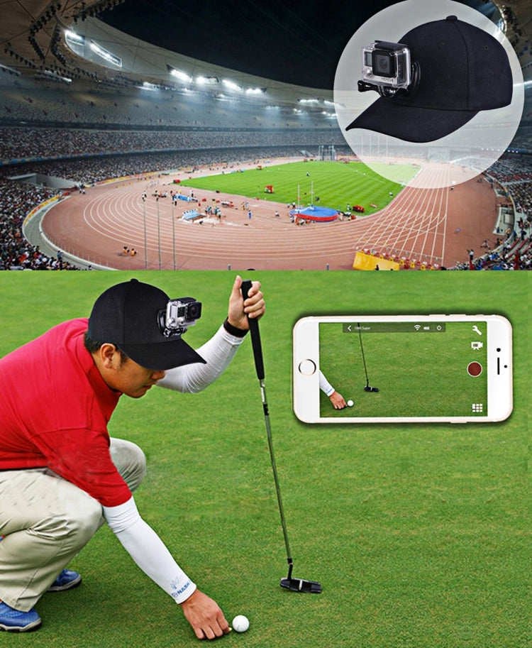 PULUZ Baseball Hat with J-Hook Buckle Mount & Screw for GoPro, DJI OSMO Action and Other Action Cameras(Black) -  by PMC TechLife | Online Shopping South Africa | PMC TechLife