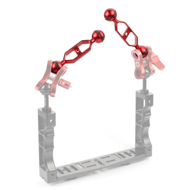 PULUZ 5.0 inch 12.6cm Aluminum Alloy Dual Balls Arm, Ball Diameter: 25mm(Red) - Diving Accessories by PULUZ | Online Shopping South Africa | PMC TechLife | Buy Now Pay Later Mobicred