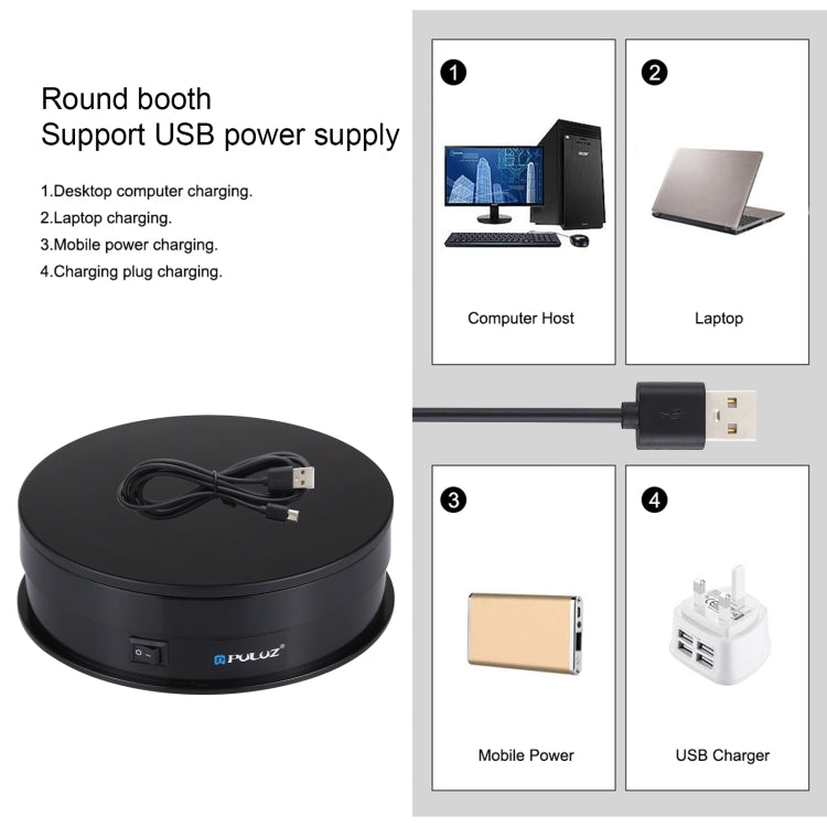 PULUZ 15cm USB Electric Rotating Turntable Display Stand Video Shooting Props Turntable for Photography, Load 1-5kg(Black) -  by PULUZ | Online Shopping South Africa | PMC TechLife | Buy Now Pay Later Mobicred