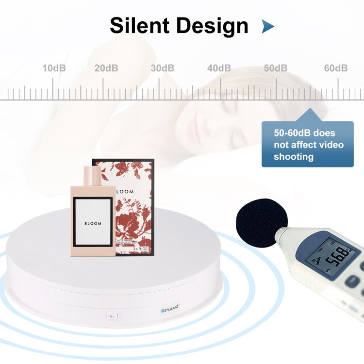 PULUZ 30cm USB Electric Rotating Turntable Display Stand Video Shooting Props Turntable for Photography, Load 10-20kg(White) - free shipping - PMC TechLife - Order now!