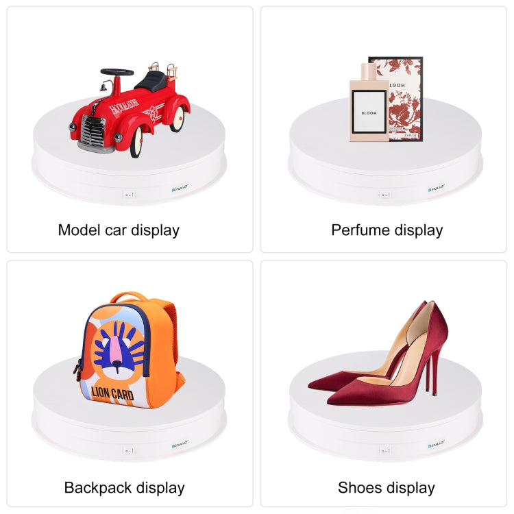 PULUZ 30cm USB Electric Rotating Turntable Display Stand Video Shooting Props Turntable for Photography, Load 10-20kg(White) - free shipping - PMC TechLife - Order now!
