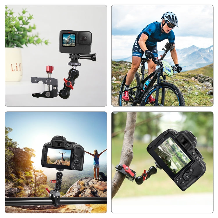 PULUZ Multi-function Magic Arm Ball Mount Clamp Crab Pliers Clip(Red) - Stand Bracket by PULUZ | Online Shopping South Africa | PMC TechLife | Buy Now Pay Later Mobicred