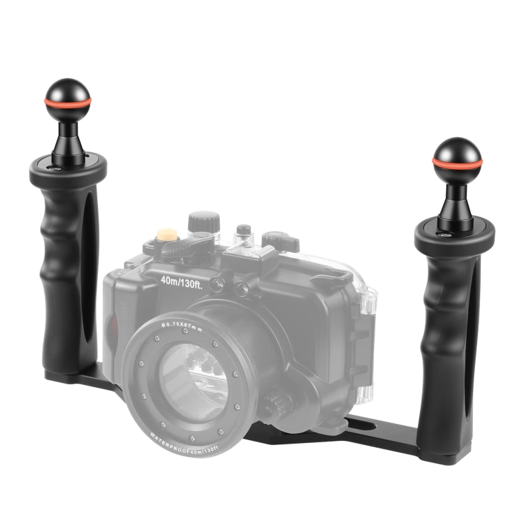 PULUZ Dual Handles Aluminium Alloy Tray Stabilizer for Underwater Camera Housings(Black) - Diving Accessories by PULUZ | Online Shopping South Africa | PMC TechLife | Buy Now Pay Later Mobicred
