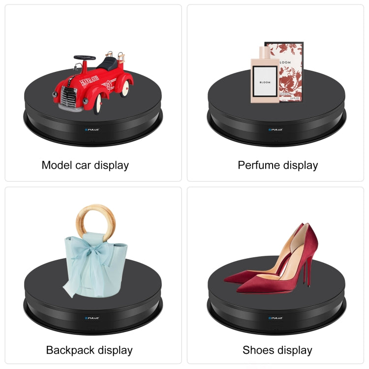 PULUZ 30cm Adjusting Speed Rotating Turntable Display Stand, Load 10-15kg, EU Plug (Black) - free shipping - PMC TechLife - Order now!
