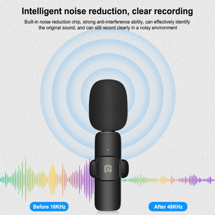 PULUZ Wireless Lavalier Noise Reduction Reverb Microphones for iPhone / iPad, 8-Pin Receiver and Dual Microphones(Black) - Microphone by PULUZ | Online Shopping South Africa | PMC TechLife