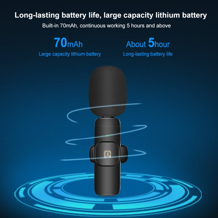 PULUZ Wireless Lavalier Noise Reduction Reverb Microphones for iPhone / iPad, 8-Pin Receiver and Dual Microphones(Black) - Microphone by PULUZ | Online Shopping South Africa | PMC TechLife