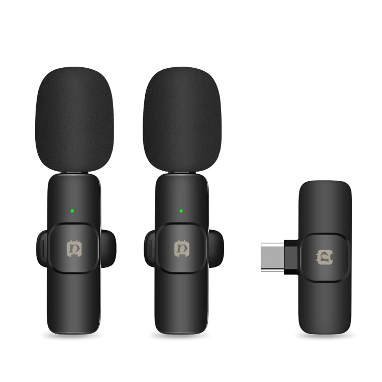 PULUZ Wireless Lavalier Noise Reduction Reverb Microphones for Type-C Phone, Type-C Receiver and Dual Microphones (Black) - Microphone by PULUZ | Online Shopping South Africa | PMC TechLife