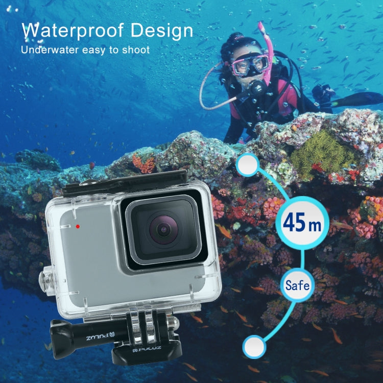 PULUZ 45m Underwater Waterproof Housing Diving Case for GoPro HERO7 Silver / HERO7 White, with Buckle Basic Mount & Screw(Transparent) - Waterproof Cases by PULUZ | Online Shopping South Africa | PMC TechLife | Buy Now Pay Later Mobicred