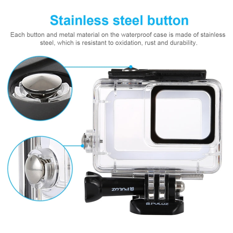 PULUZ 45m Underwater Waterproof Housing Diving Case for GoPro HERO7 Silver / HERO7 White, with Buckle Basic Mount & Screw(Transparent) - Waterproof Cases by PULUZ | Online Shopping South Africa | PMC TechLife | Buy Now Pay Later Mobicred