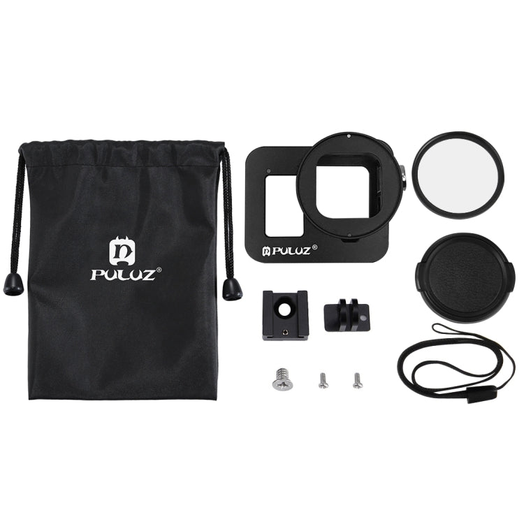 PULUZ Housing Shell CNC Aluminum Alloy Protective Cage with Insurance Frame & 52mm UV Lens for GoPro HERO8 Black(Black) - Metal Cases by PULUZ | Online Shopping South Africa | PMC TechLife | Buy Now Pay Later Mobicred