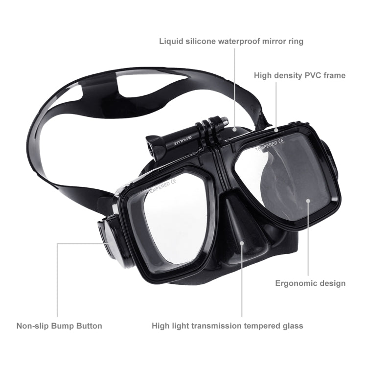 PULUZ Water Sports Diving Equipment Diving Mask Swimming Glasses for GoPro, Insta360, DJI and Other Action Cameras(Black) - Diving Mask by PULUZ | Online Shopping South Africa | PMC TechLife | Buy Now Pay Later Mobicred