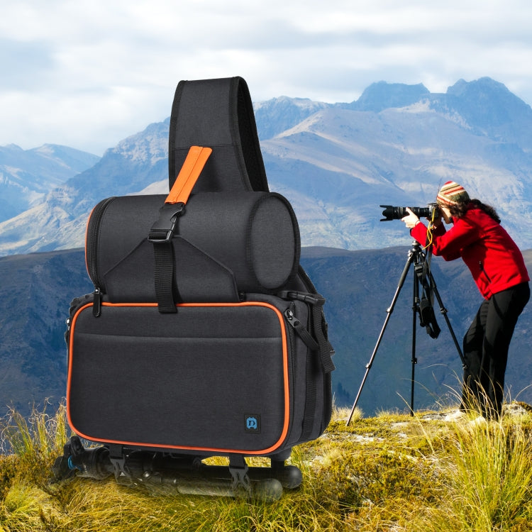 PULUZ Triangle Style SLR Camera Bag Sling Waterproof Backpack Shoulder Messenger Bags with Removable Lens Bag(Black) - free shipping - PMC TechLife - Order now!