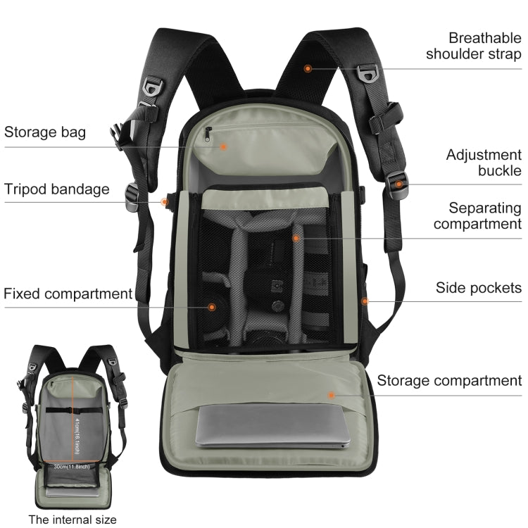 PULUZ Outdoor Portable Waterproof Scratch-proof Dual Shoulders Backpack Handheld PTZ Stabilizer Camera Bag with Rain Cover for Digital Camera, DJI Ronin-SC / Ronin-S (Black) - free shipping - PMC TechLife - Order now!