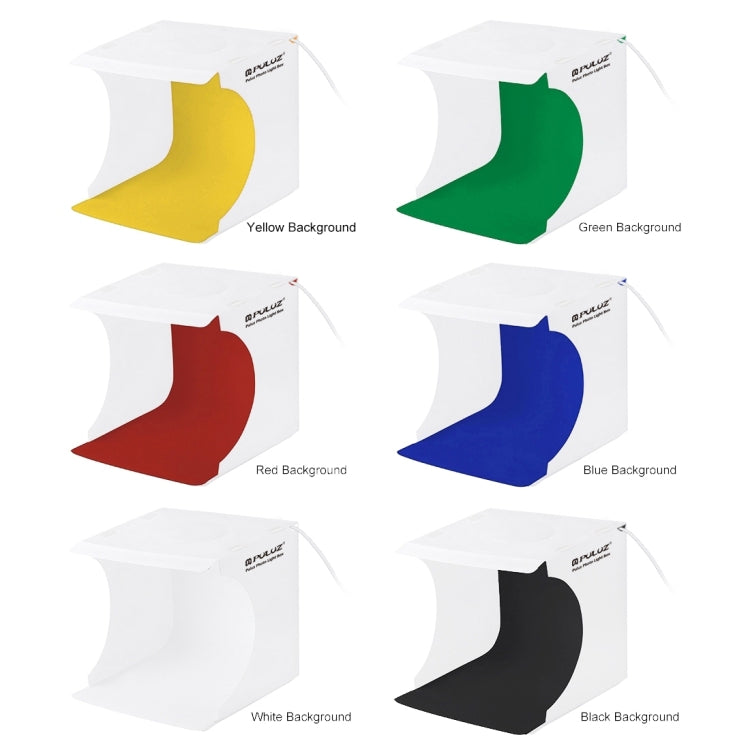 PULUZ 23cm Ring LED Panel Folding Portable Light Photo Lighting Studio Shooting Tent Box Kit with 6 Colors Backdrops (Black, White, Yellow, Red, Green, Blue), Unfold Size: 24cm x 23cm x 23cm -  by PULUZ | Online Shopping South Africa | PMC TechLife | Buy Now Pay Later Mobicred