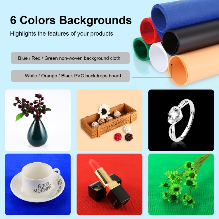 PULUZ 40cm Folding Portable 24W 5500K White Light Dimmable Photo Lighting Studio Shooting Tent Box Kit with 6 Colors (Black, Orange, White, Red, Green, Blue) Backdrops(EU Plug) - free shipping - PMC TechLife - Order now!