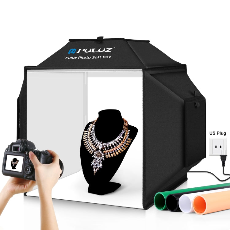 PULUZ 40cm Folding 72W 5500K Studio Shooting Tent Soft Box Photography Lighting Kit with 4 Colors (Black, Orange, White, Green) Backdrops(US Plug) - free shipping - PMC TechLife - Order now!