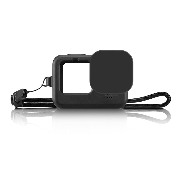 PULUZ for GoPro HERO12 Black /11 Black /10 Black /9 Black Silicone Protective Case Cover with Wrist Strap & Lens Cover(Black) - Silicone Cases by PULUZ | Online Shopping South Africa | PMC TechLife | Buy Now Pay Later Mobicred