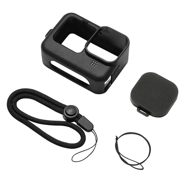 PULUZ for GoPro HERO12 Black /11 Black /10 Black /9 Black Silicone Protective Case Cover with Wrist Strap & Lens Cover(Black) - Silicone Cases by PULUZ | Online Shopping South Africa | PMC TechLife | Buy Now Pay Later Mobicred
