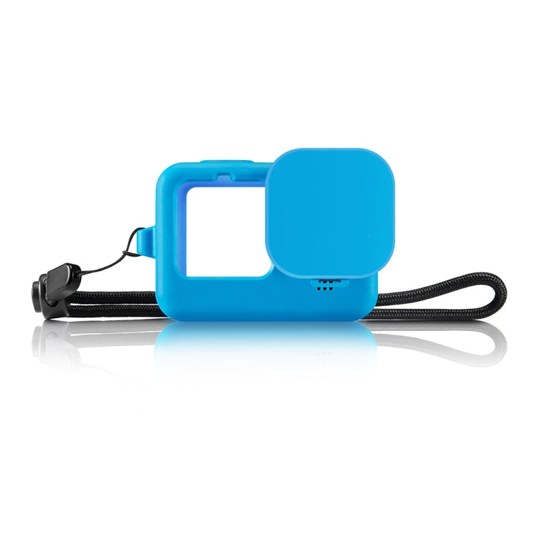 PULUZ for GoPro HERO12 Black /11 Black /10 Black /9 Black Silicone Protective Case Cover with Wrist Strap & Lens Cover(Blue) - Silicone Cases by PULUZ | Online Shopping South Africa | PMC TechLife | Buy Now Pay Later Mobicred