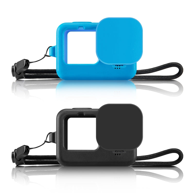 PULUZ for GoPro HERO12 Black /11 Black /10 Black /9 Black Silicone Protective Case Cover with Wrist Strap & Lens Cover(Black) - Silicone Cases by PULUZ | Online Shopping South Africa | PMC TechLife | Buy Now Pay Later Mobicred