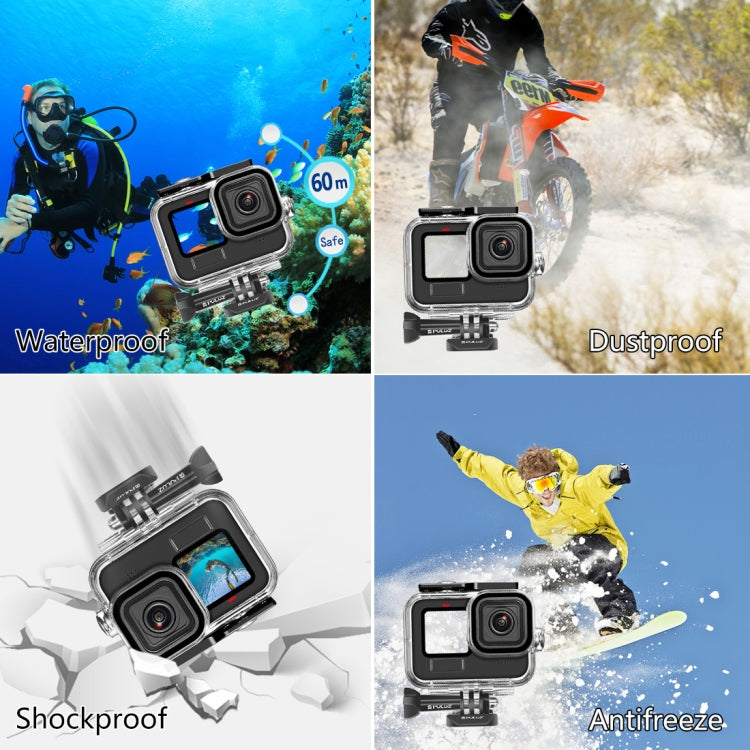 PULUZ for GoPro Hero11 Black / HERO10 Black / HERO9 Black 60m Waterproof Housing Protective Case with Buckle Basic Mount & Screw - Waterproof Cases by PULUZ | Online Shopping South Africa | PMC TechLife