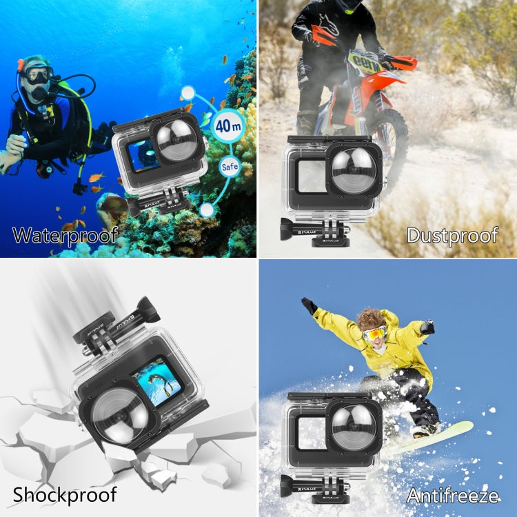 PULUZ 40m Waterproof Housing Protective Case with Buckle Basic Mount & Screw for GoPro HERO12 Black /11 Black /11 Black Mini /10 Black /9 Black Max Lens Mod(Transparent) - Waterproof Cases by PULUZ | Online Shopping South Africa | PMC TechLife | Buy Now Pay Later Mobicred