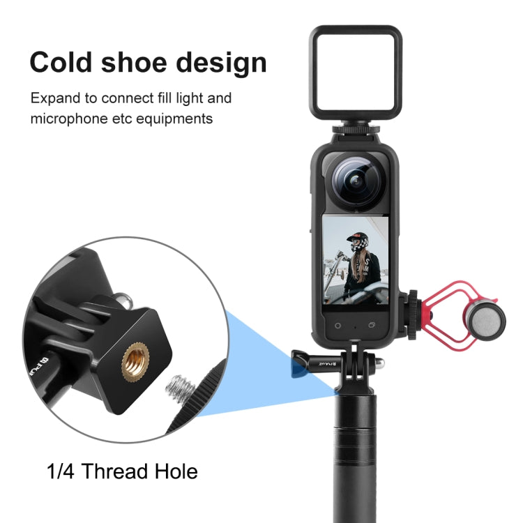 For Insta360 X3 PULUZ Cold Shoe PC Plastic Protective Frame with Adapter Mount & Screw(Black) - Mount & Holder by PULUZ | Online Shopping South Africa | PMC TechLife