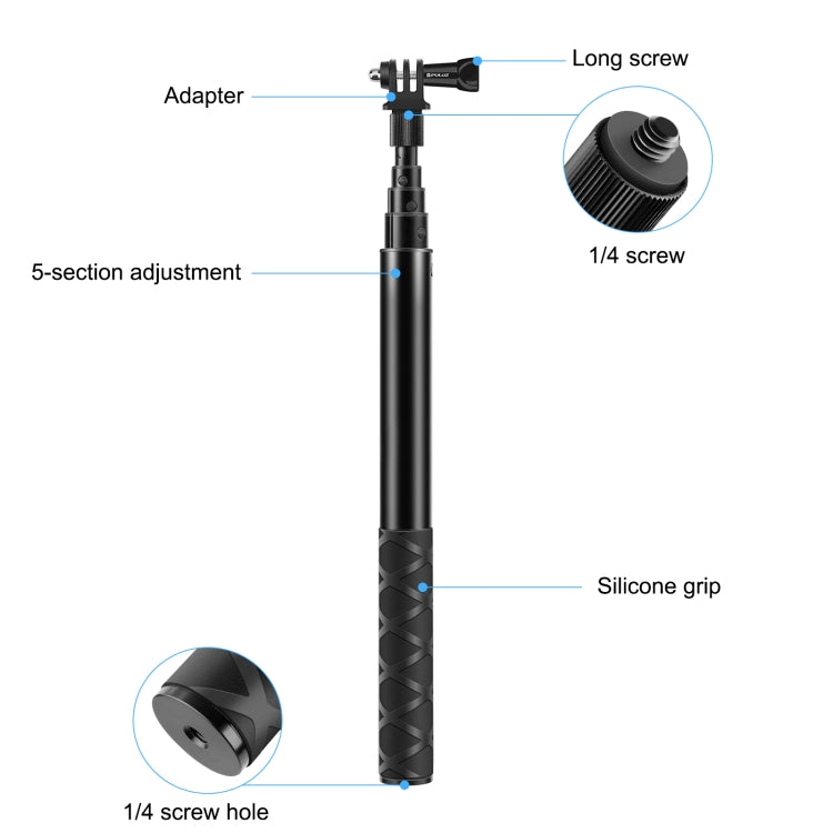 PULUZ 110cm Metal Selfie Stick Monopod with Invisible Adapter Base & Screw for Insta360 One RS / X2 / X3 - Self Monopod Grip by PULUZ | Online Shopping South Africa | PMC TechLife | Buy Now Pay Later Mobicred