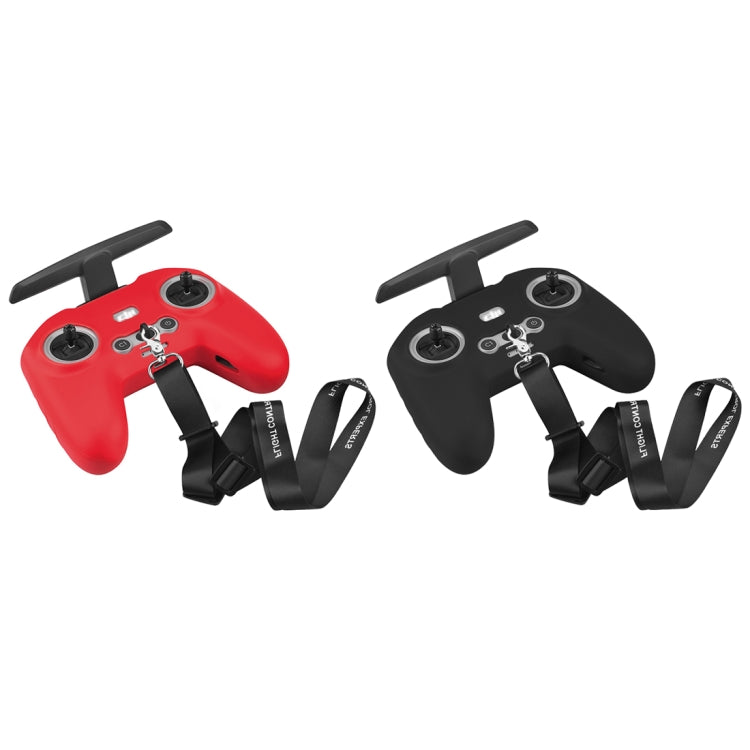 For DJI FPV Combo Remote Control PULUZ Silicone Protective Case with Neck Strap(Red) - Cases & Bags by PULUZ | Online Shopping South Africa | PMC TechLife | Buy Now Pay Later Mobicred