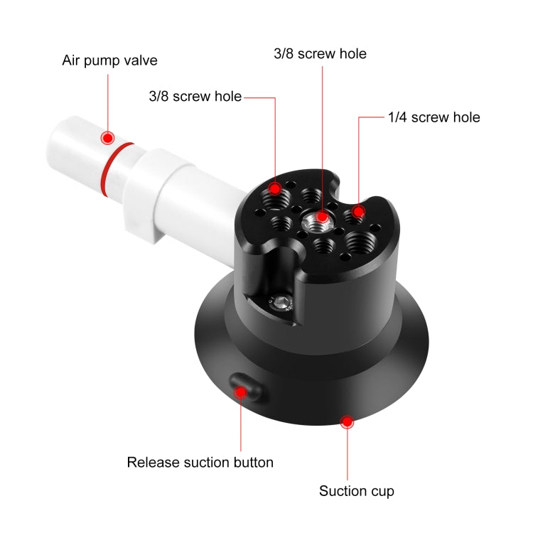 PULUZ 3 inch Car Single Pump Suction Cup Aluminum Alloy Mount (Black) - free shipping - PMC TechLife - Order now!