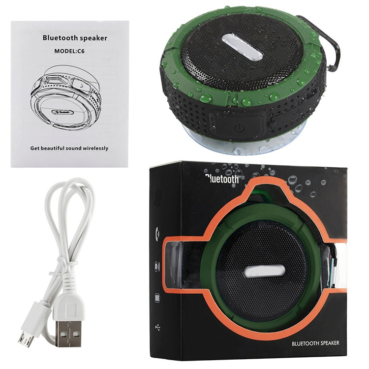 C6 Outdoor Waterproof Bluetooth Speaker with Suction, Support Hands-free Calling(Black) - Waterproof Speaker by PMC TechLife | Online Shopping South Africa | PMC TechLife