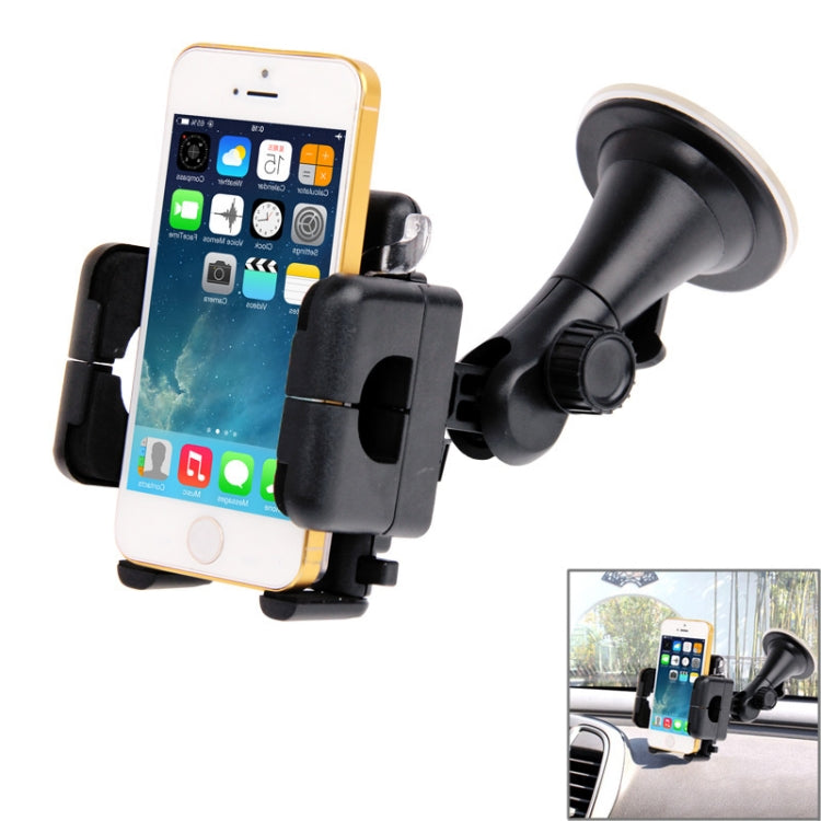 Universal 360 Degree Rotation Suction Cup Car Holder / Desktop Stand, For iPhone, Galaxy, Sony, Lenovo, HTC, Huawei, and other Smartphones of Width: 5.1cm- 10.5cm(Black) - Car Holders by PMC TechLife | Online Shopping South Africa | PMC TechLife
