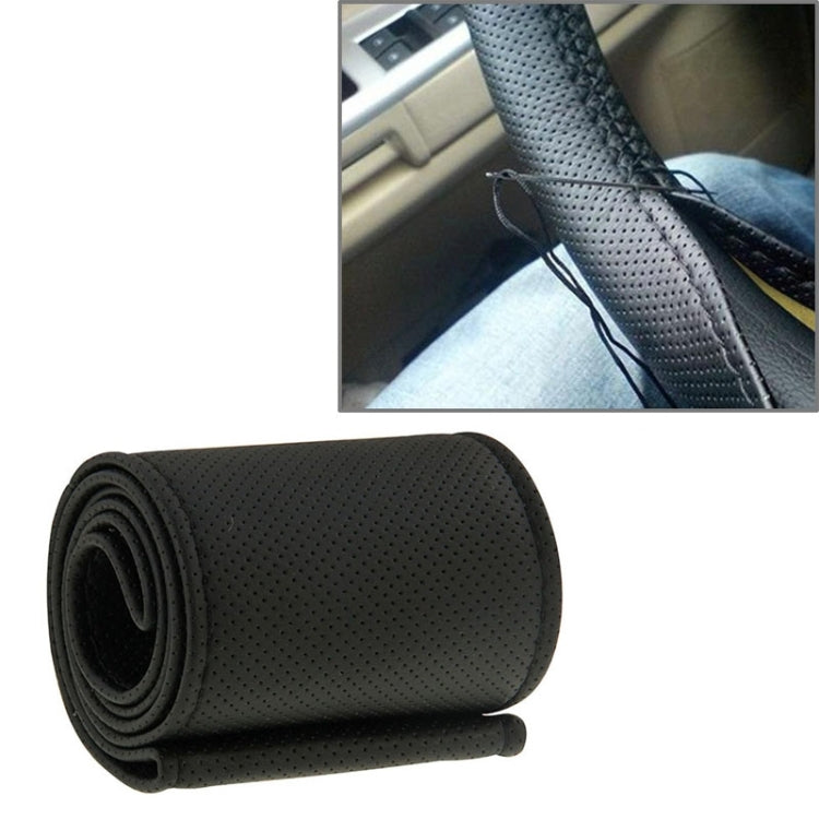 PU Leather Steering Wheel Cover With Needle and Thread, Size: 54x10.5cm (Black) - Steering Wheel Accessories by PMC TechLife | Online Shopping South Africa | PMC TechLife | Buy Now Pay Later Mobicred