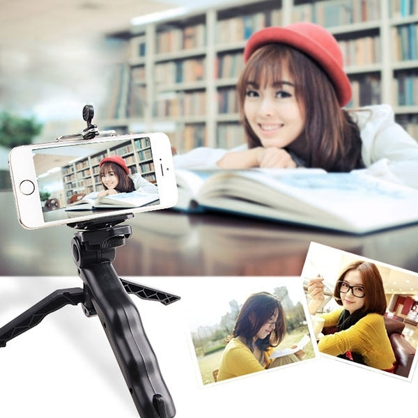 Portable Hand Grip / Mini Tripod Stand Curve with Straight Clip for GoPro HERO 4 / 3 / 3+ / SJ4000 / SJ5000 / SJ6000 Sports DV / Digital Camera /  iPhone , Galaxy and other Mobile Phone(Yellow) - Desktop Holder by PMC TechLife | Online Shopping South Africa | PMC TechLife