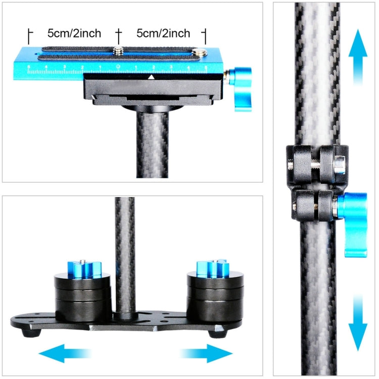 YELANGU 38.5-61cm Carbon Fiber Handheld Stabilizer for DSLR & DV Digital Video & Cameras, Capacity Range 0.5-3kg(Blue) - free shipping - PMC TechLife - Order now!