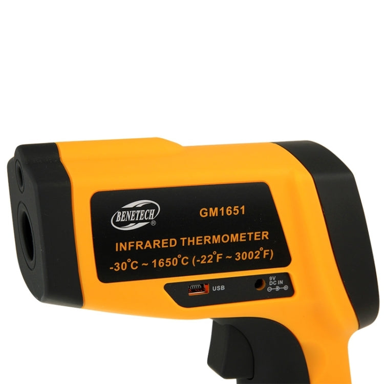 BENETECH GM1651 USB Digital Display Temperature Gun Handheld Infrared IR Thermometer, Measure Range: -30~1650C - free shipping - PMC TechLife - Order now!
