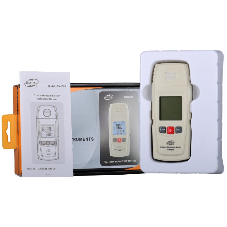 BENETECH GM8805 LCD Display Handheld Carbon Monoxide CO Monitor Detector Meter Tester, Measure Range: 0-1000ppm(White) - free shipping - PMC TechLife - Order now!