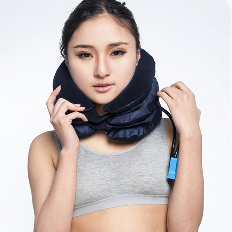 Inflatable Air Cervical Neck Traction Device Soft Head Back Shoulder Neck Ache Massager Headache Pain Relief Relaxation Brace(Dark Blue) - free shipping - PMC TechLife - Order now!