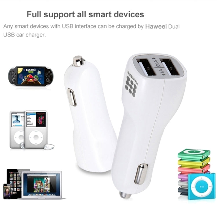 HAWEEL High Quality 2.1A + 1A Dual USB Ports Car Charger(Black) - Car Charger by HAWEEL | Online Shopping South Africa | PMC TechLife | Buy Now Pay Later Mobicred